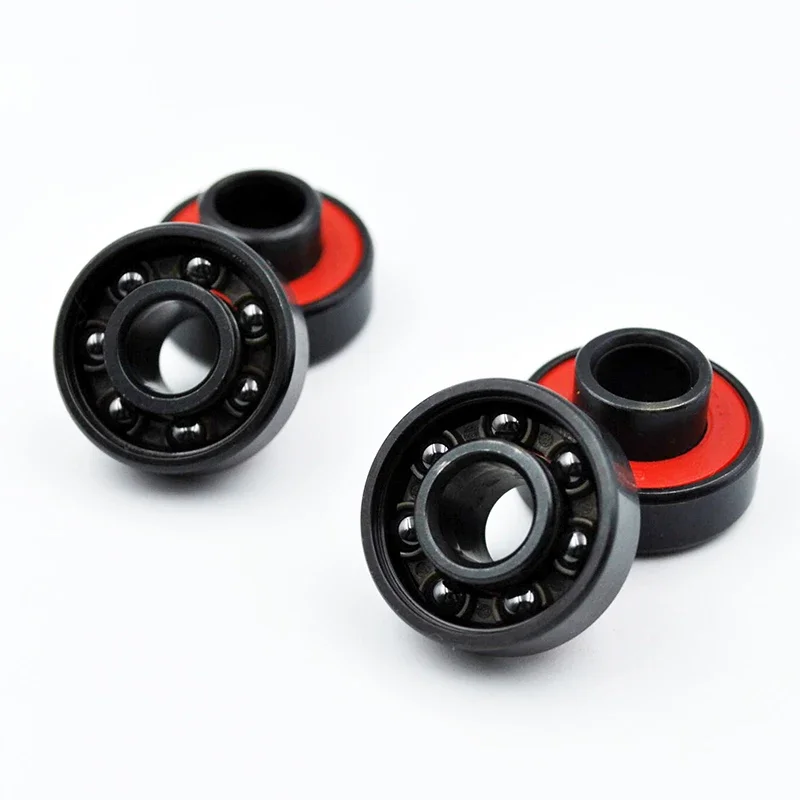 8/16pcs 608 2RS Hybrid Black Ceramic Ball Bearing 8*22*7mm longboard Roller Skateboard Integrated built in Spacers Bearings