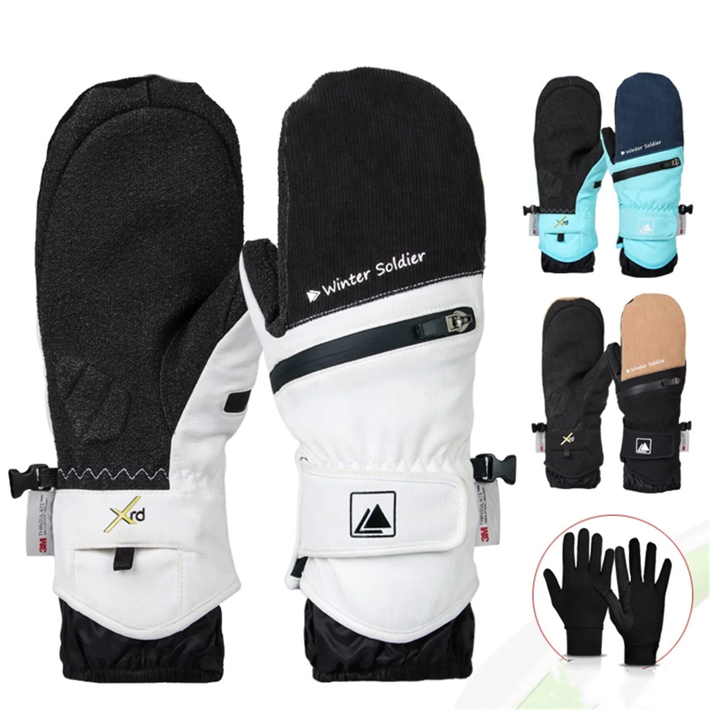 Plush Warm Gloves Wrist Guards Single And Double Board Waterproof Men's Sliding Kevlar Women's Touch Screen Ski Gloves