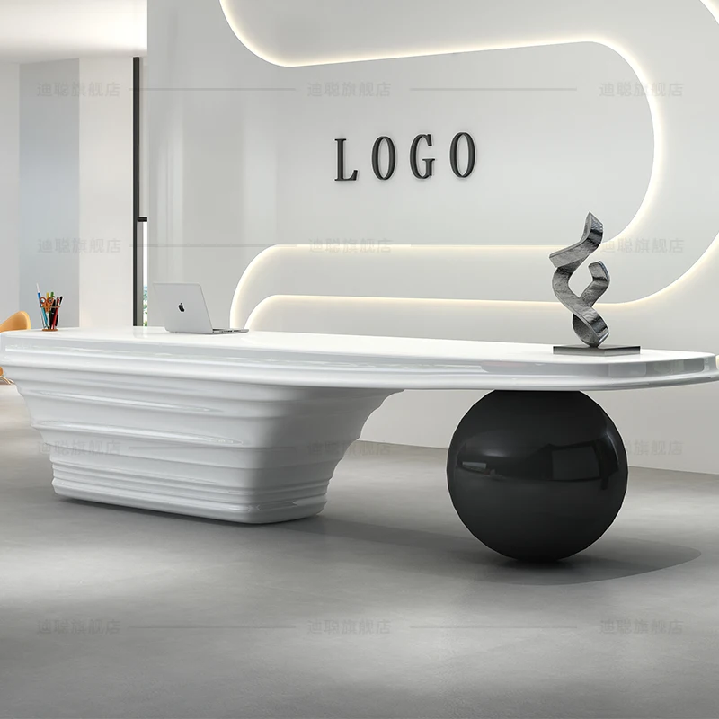 

Special-shaped Paint Front Reception Desk Company Beauty Salon Reception Desk White Cashier Counter Simple Modern Bar Furniture
