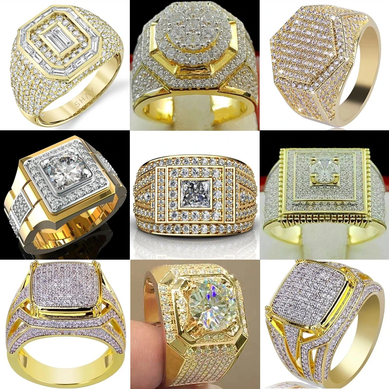 European and American Trendy Inlaid Crystal Women Men's Rings Banquet Fashion Business Ring Jewelry