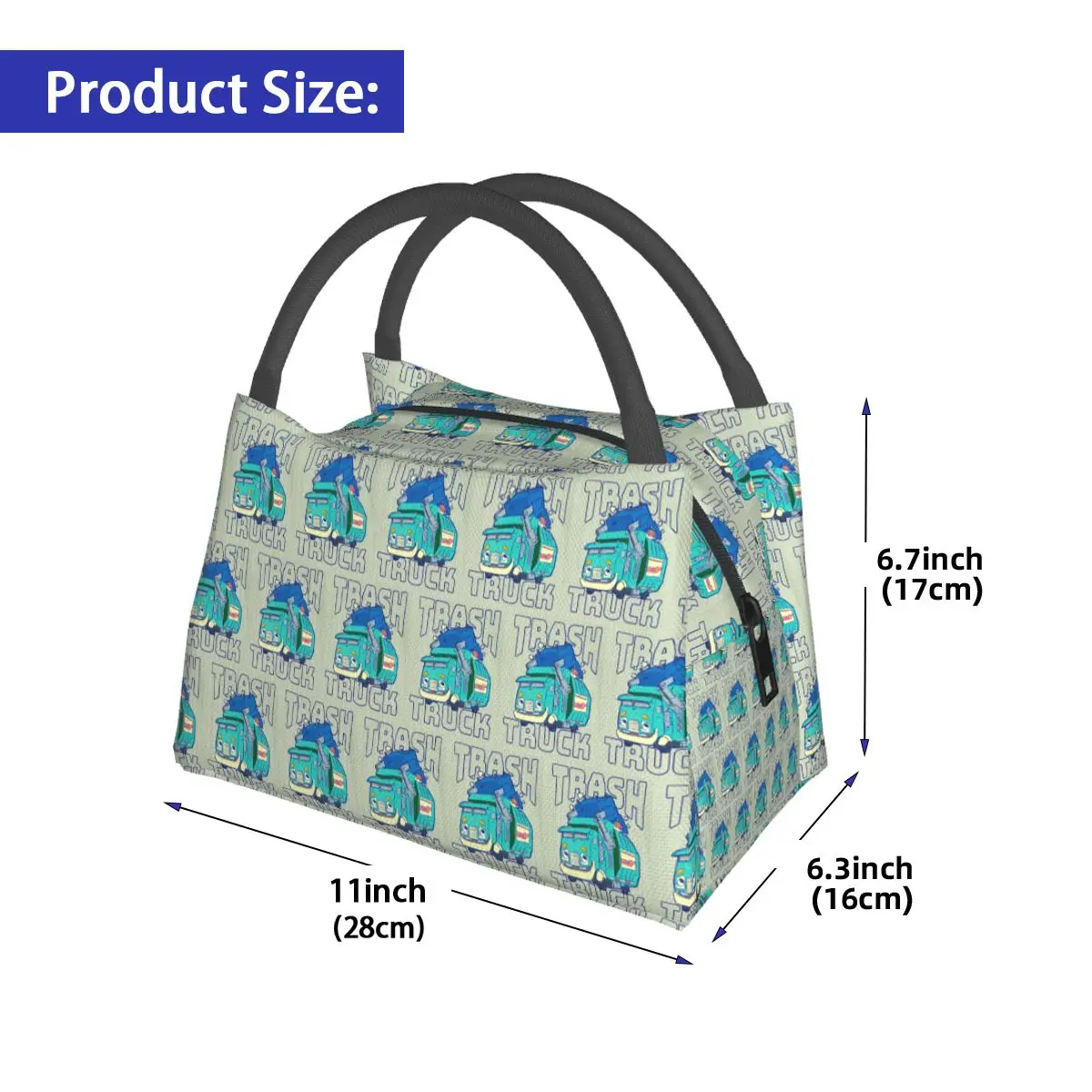 Trash Truck Cartoon Netflix Insulated Lunch Bag for Women Picnic Storage Food Boxes Portable Container Cooler Thermal Lunch Box