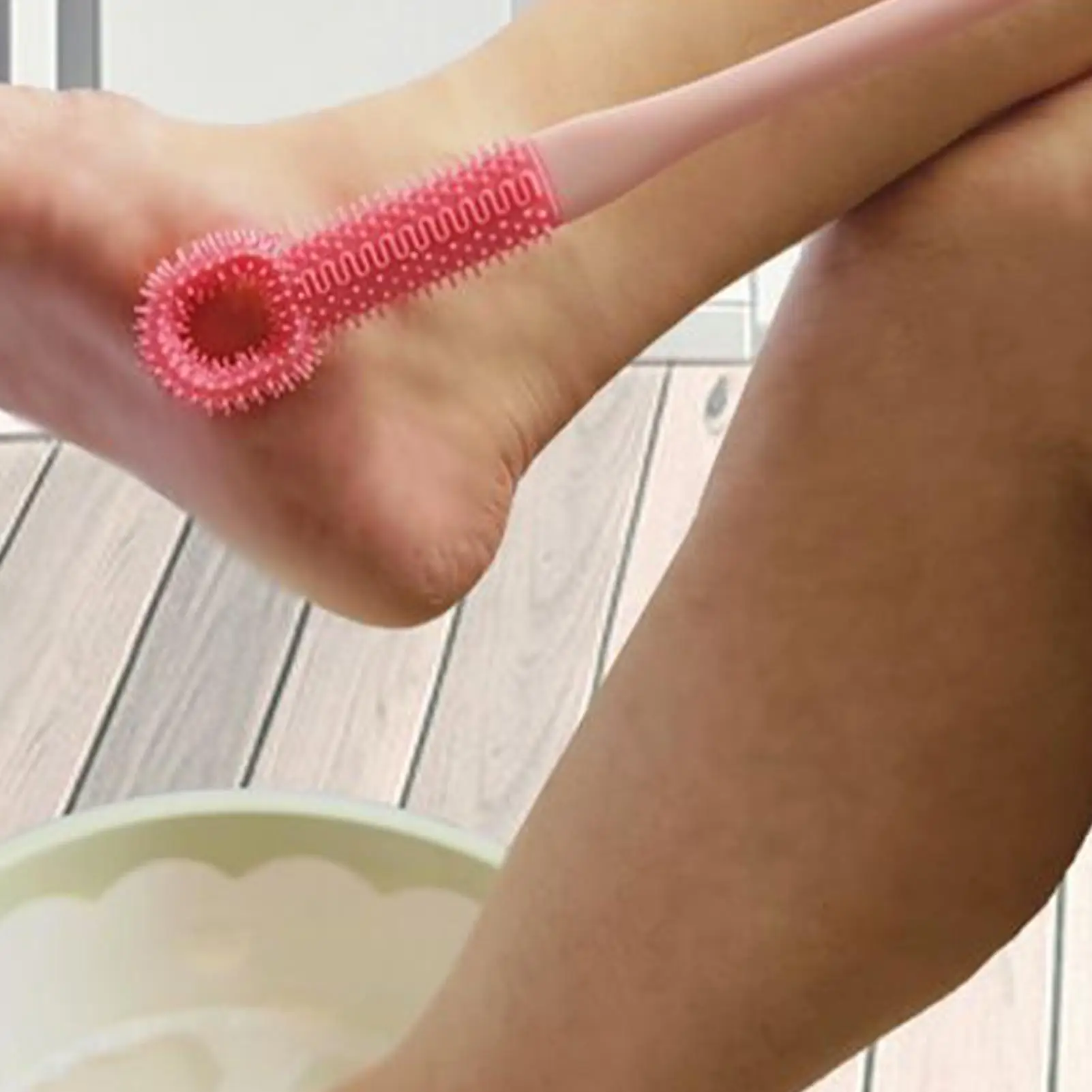 Long Handle Ergonomic Toe Brush Soft Foot Scrubber for Shower, Toe Cleaner for Crack Crevice Dead Skin, Seniors Adults