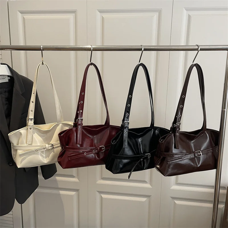 1pcs High End Retro Trendy Bag for Women's Maillard Single Shoulder Large Capacity Commuting Tote Bag
