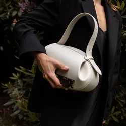 Bolso Circular de PU para mujer, bandolera de diseñador de lujo, suave, con cierre sólido, Estilo Vintage, novedad de 2024