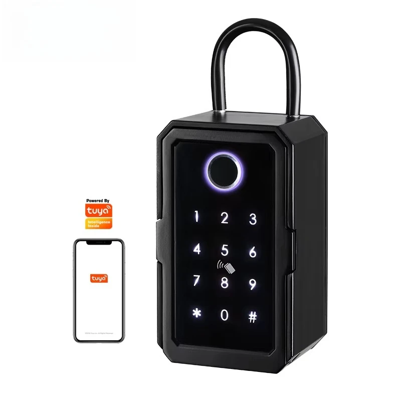 Hot Selling Tuya App Waterproof Outdoor Wall Mounted Strong Fingerprint Code Smart Key Lock Box