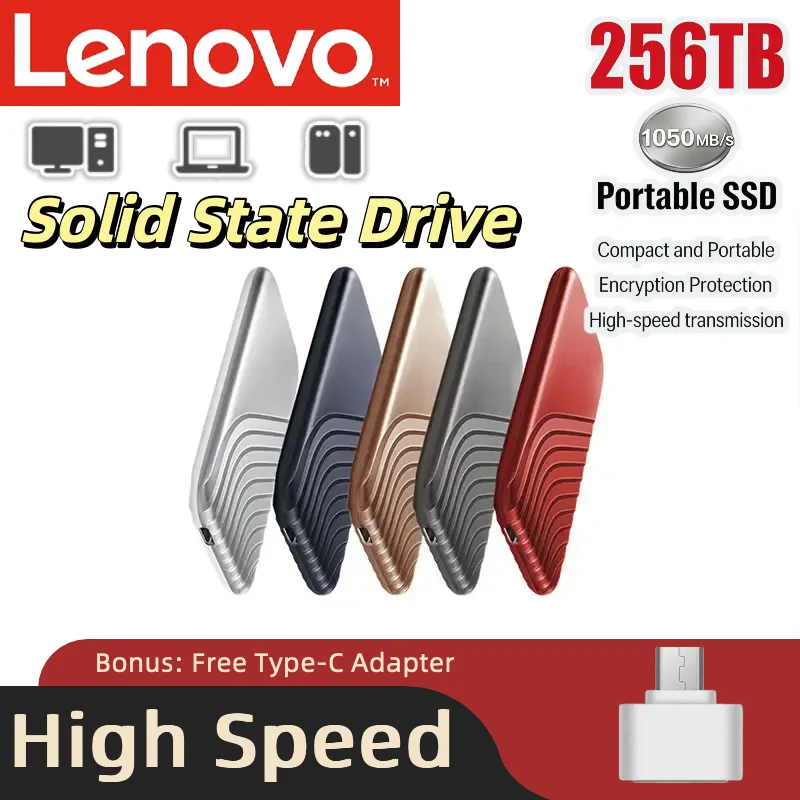 

Оригинальный портативный SSD-накопитель Lenovo 16 ТБ, 8 ТБ, 4 ТБ, 2 ТБ, внешний жесткий диск USB 3.1 Type-C, высокоскоростное хранилище данных для ноутбуков и компьютеров Mac