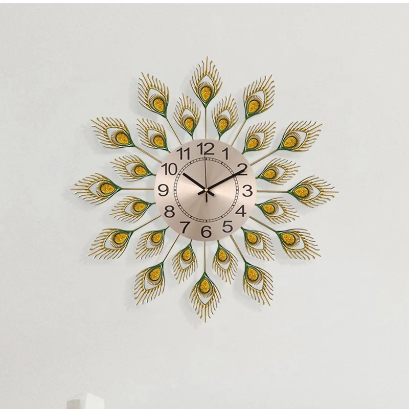 New Chinese style peacock wall clock living room modern decorative watch quartz