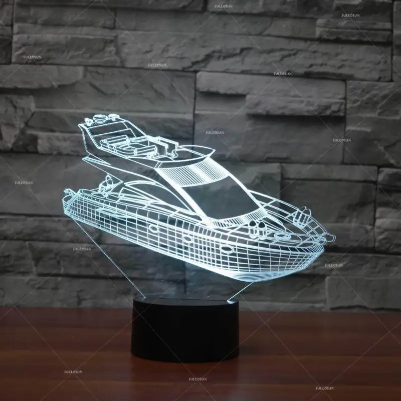 

Ночная 3d лампа для яхты, акриловая энергосберегающая светодиодная настольная лампа для гостиной, рождественское украшение для детской комнаты, 3d настольная лампа