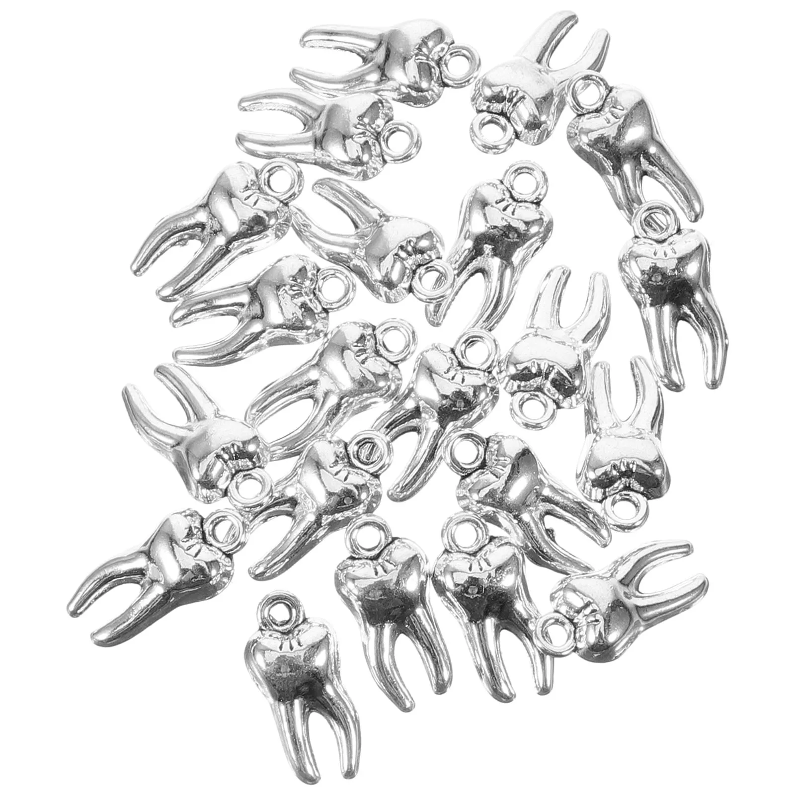 

50 Pcs False Teeth Pendant Ornaments Jewelry Making Charm Jewellery Charms Bracelet Tooth Decorations Shape Silver Mini
