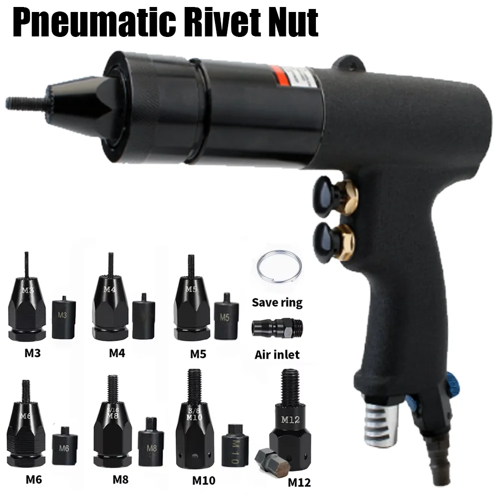 Pneumatic Self-Lock M3/M4/M5/M6/8/M10/M12 Pneumatic Rivet Nut Guns Insert Thread Pull Setter Riveters For Iron And Aluminum Nuts