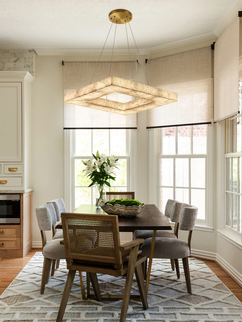 Dimmable LED Square Gold Chrome Black Pendant Light