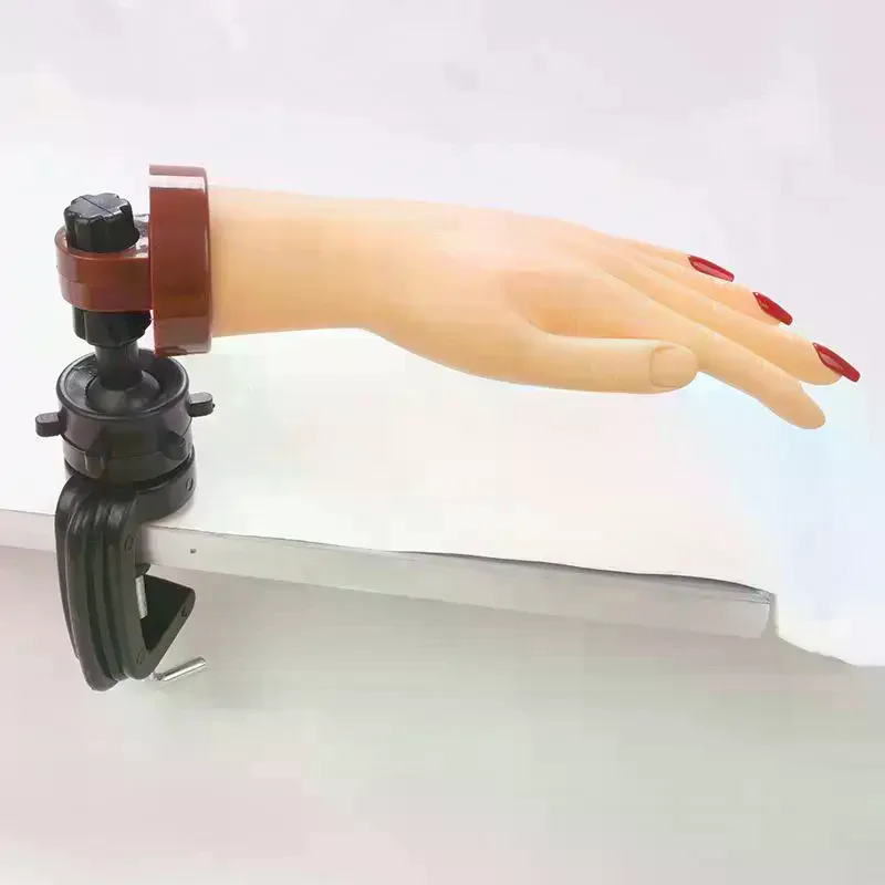 Nail Art Fake Hand Flexible Soft Adjustable Plastic Finger Practice Prosthetic Model Manicure Training Display Tool