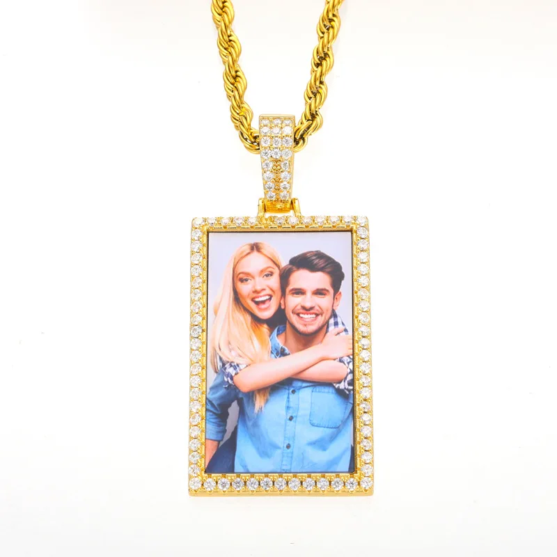 Luxury Customizable Moissanite 925 Silver Pendant with Photo Two Tone Gold and White Gold Plated Jewelry for Necklace Bracelet