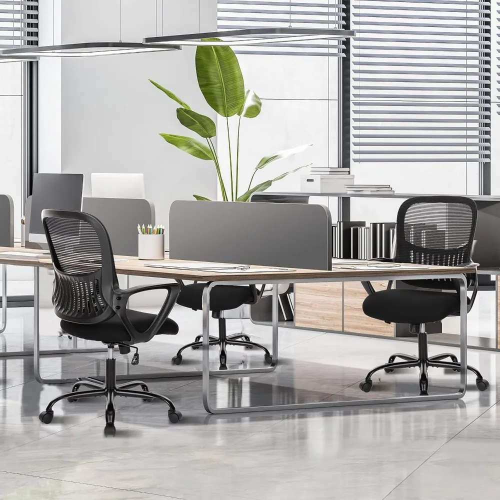 Office Computer Desk Managerial Executive Chair, Ergonomic Mid-Back Mesh Rolling Work Swivel Chairs with Wheels