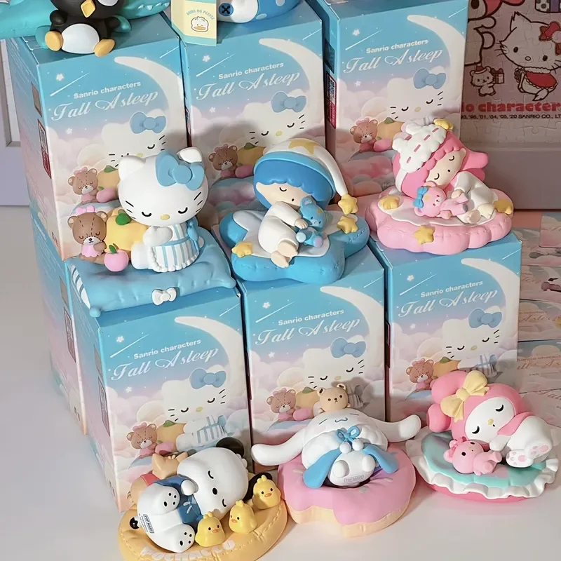 Sanrio Family Sleeping Series Blind Box Kawaii Kuromi Pachacco Tide Play Model Toy Desktop Decoration Ornaments Dolls Girl Gift