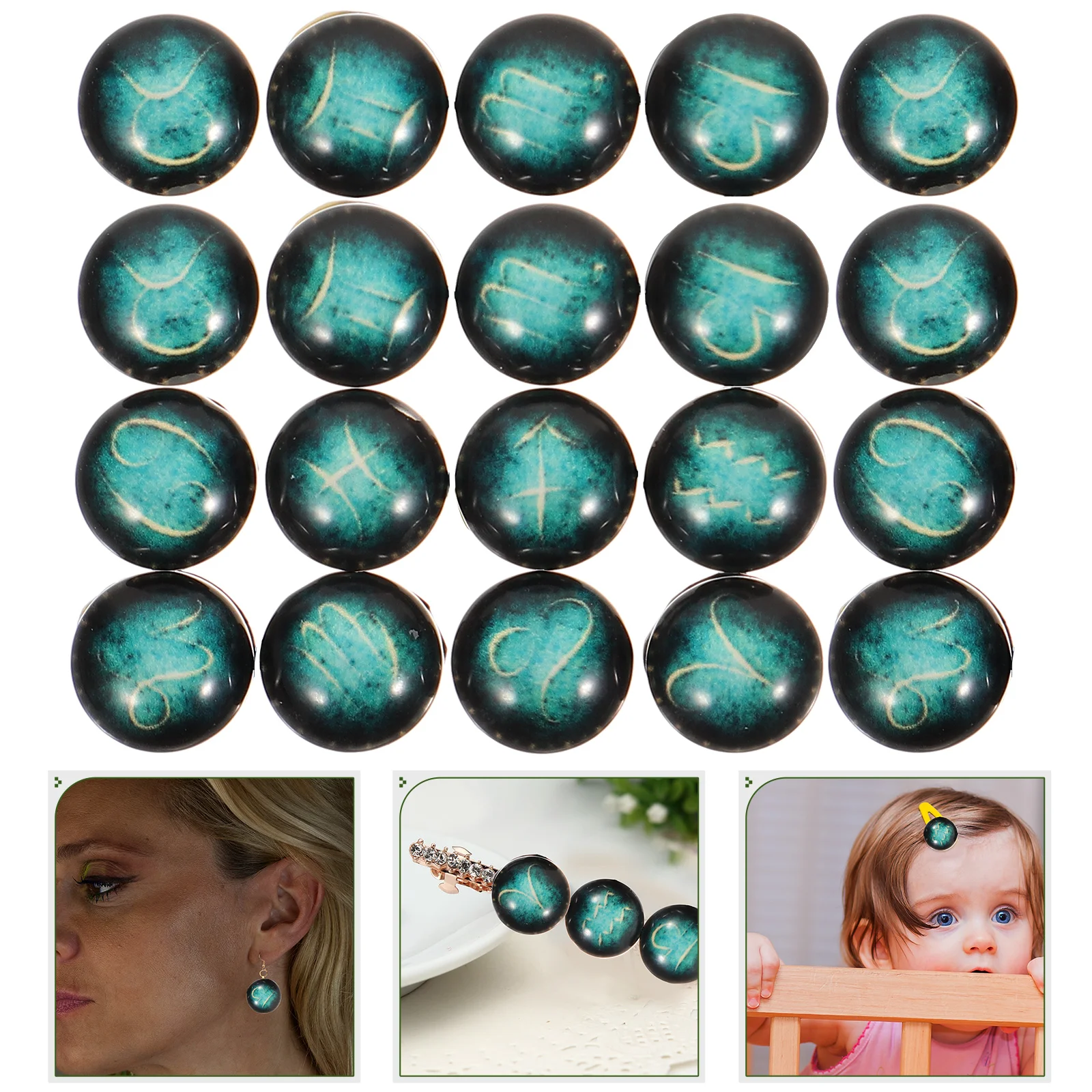 

100 Pcs Constellation Pattern Keychain Jewelry Charms Making for Bracelets Assorted Glass Necklaces