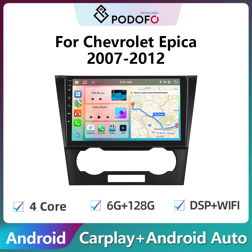 

Podofo 2Din Android Car Radio Multimidia Video Player For Chevrolet Epica 2007-2012 GPS Navigation Carplay Auto Stereo Head Unit