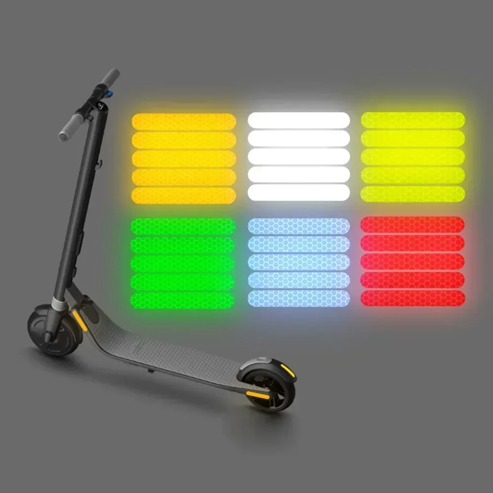 Pegatinas reflectantes impermeables para patinete eléctrico, pegatinas reflectantes de seguridad para Ninebot ES1, ES2, ES3, ES4, E22, E25, 84x15mm, 5 piezas