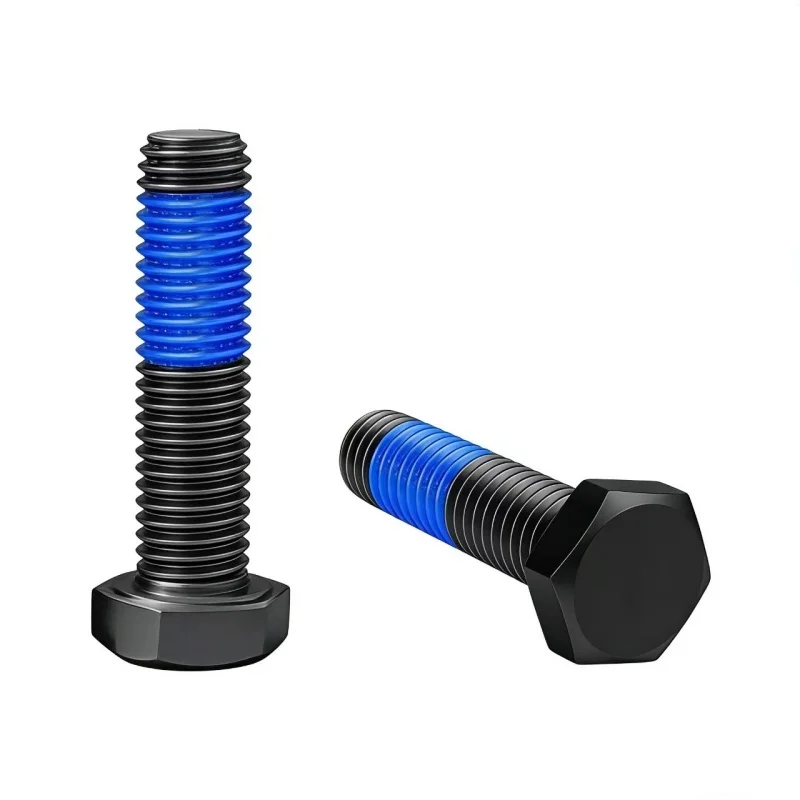 50 Pcs M2 M3 M4 M5 M6 M8 304SS External Hexagon Electrophoretic Black Coated Thread Adhesive Anti-Slip Glue Anti-Loosening Screw