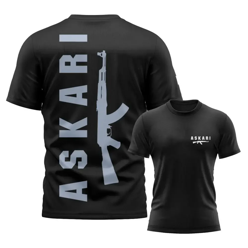 ASKARI boxe combat hommes t-shirt sport d'été Fitness respirant col rond manches courtes hauts vêtements d'entraînement en plein air