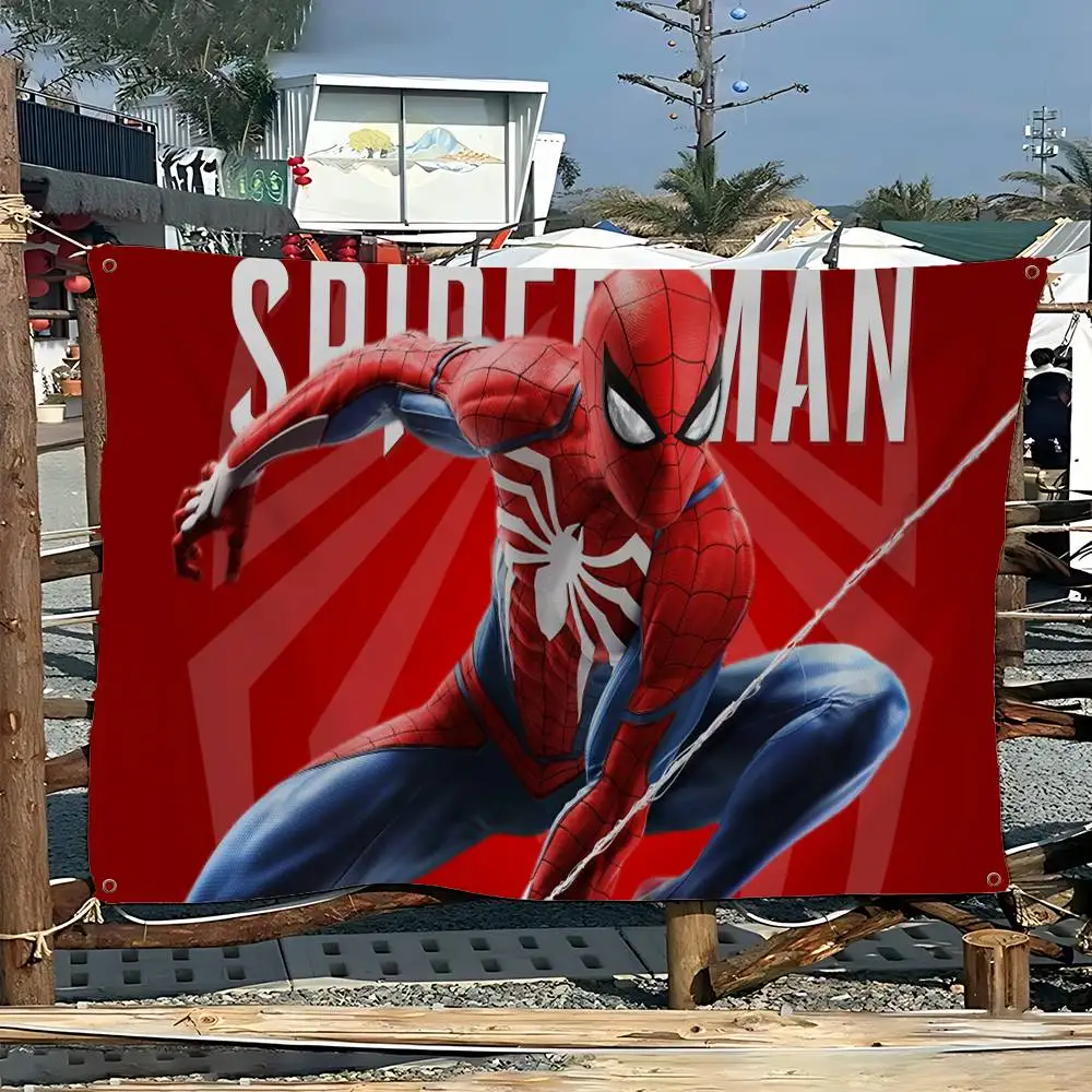 Cartoon M-Marvels S-SpiderS M-ManS DIY Flag For Family Group Photo Living Room Home Dorm Decor Wall Art Decor Banner