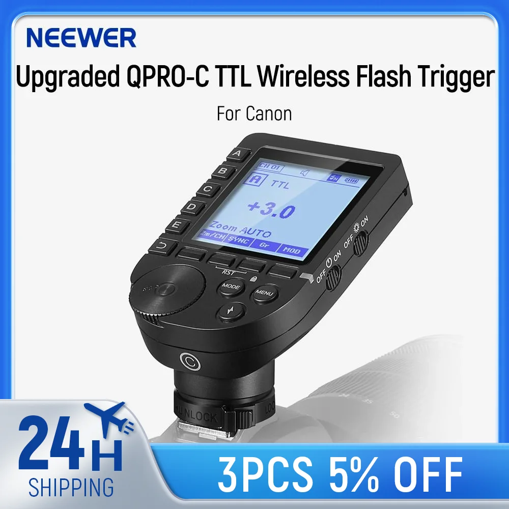 NEEWER Upgraded QPRO-C TTL Wireless Flash Trigger Compatible with Canon Customizable Functions for Q4 Q3 Z2 Z1 Z760 NW760 S101