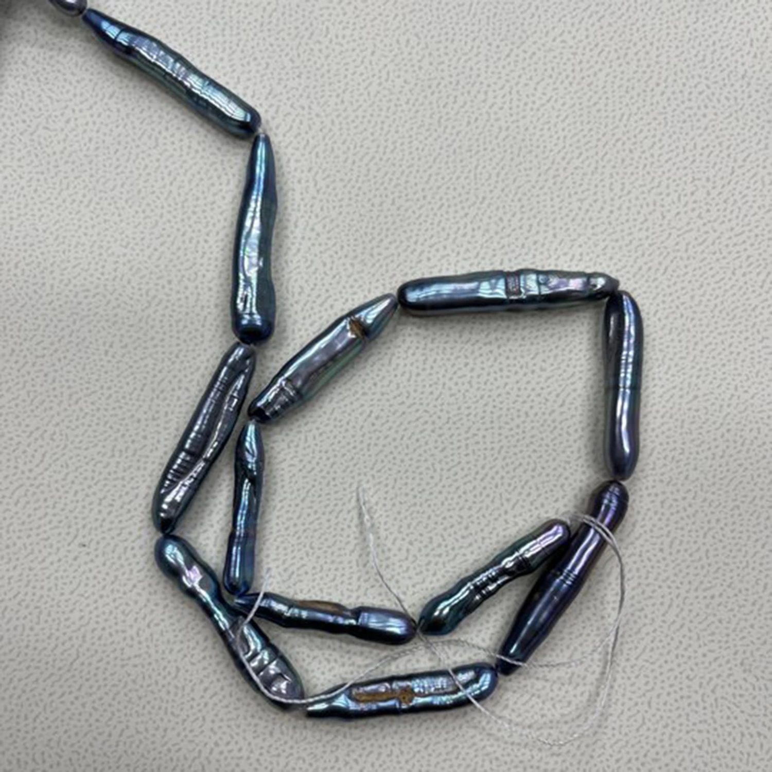 Natural Pearl 8x30-9x33mm Blue-Purple Rectangular Baroque Freshwater Necklace DIY Materials  Accessories Wholesale Jewelry
