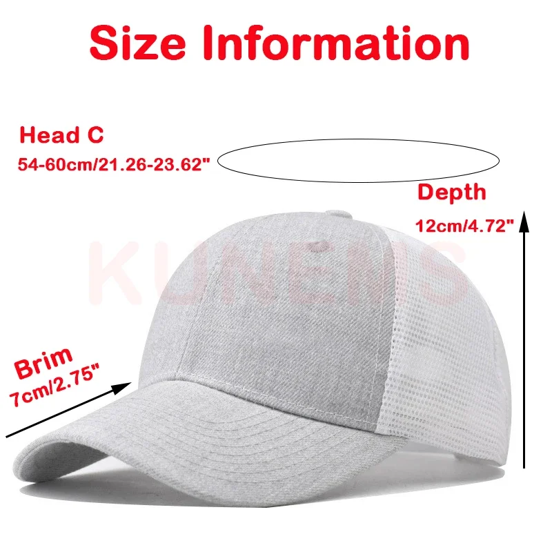 KUNEMS Custom Embroidery Baseball Cap for Men and Women DIY Design Mesh Cap LOGO Print Hat Quality Cotton Hat Wholesale Unisex