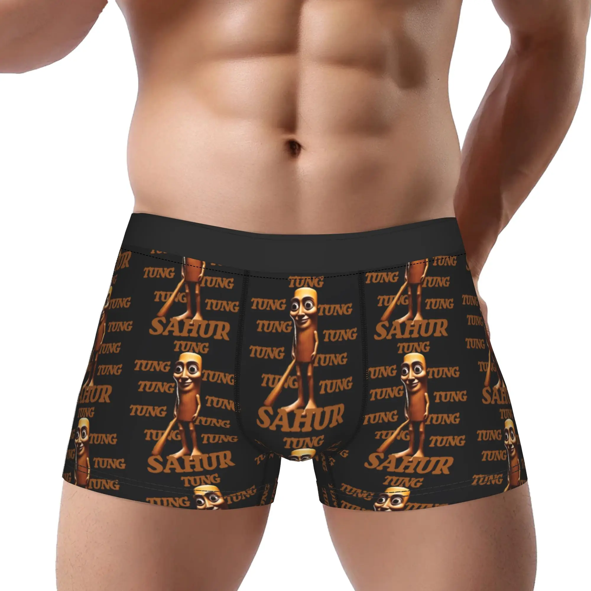 

Brain Rot Meme Italian Brainrot Tung Tung Tung Sahur Underwear Man Polyester Boxer Briefs Underpants Printed