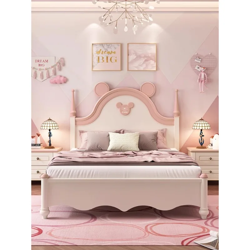 Children's bed girl pink princess bed 1.2 meters 1.5 meters boy and girl single modern simple solid wood