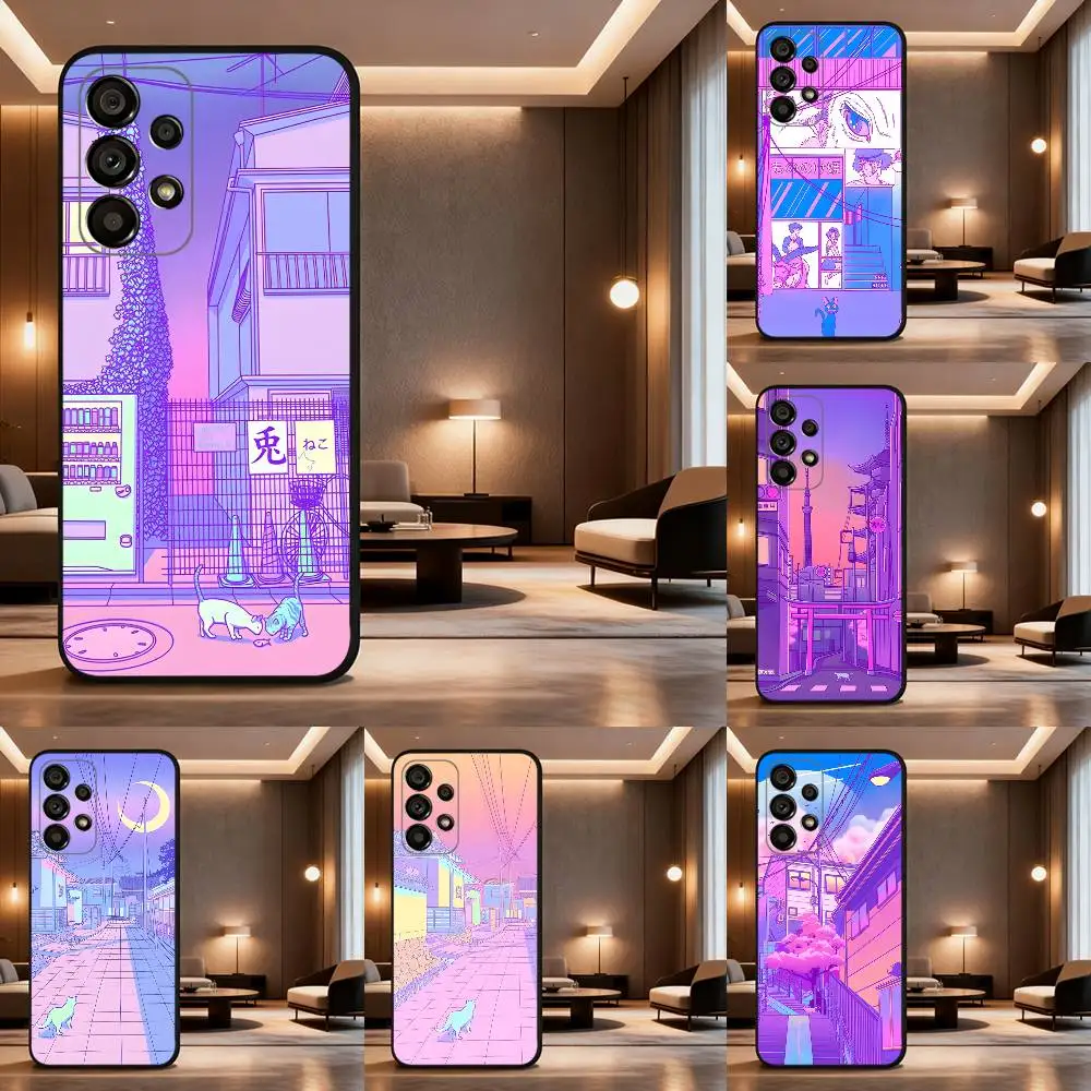 

Tokyo Nights Phone Case For Samsung Galaxy A73,31,32,72,41,53,52,71,22,5G,Note,J7,8,9 Soft Black Cover