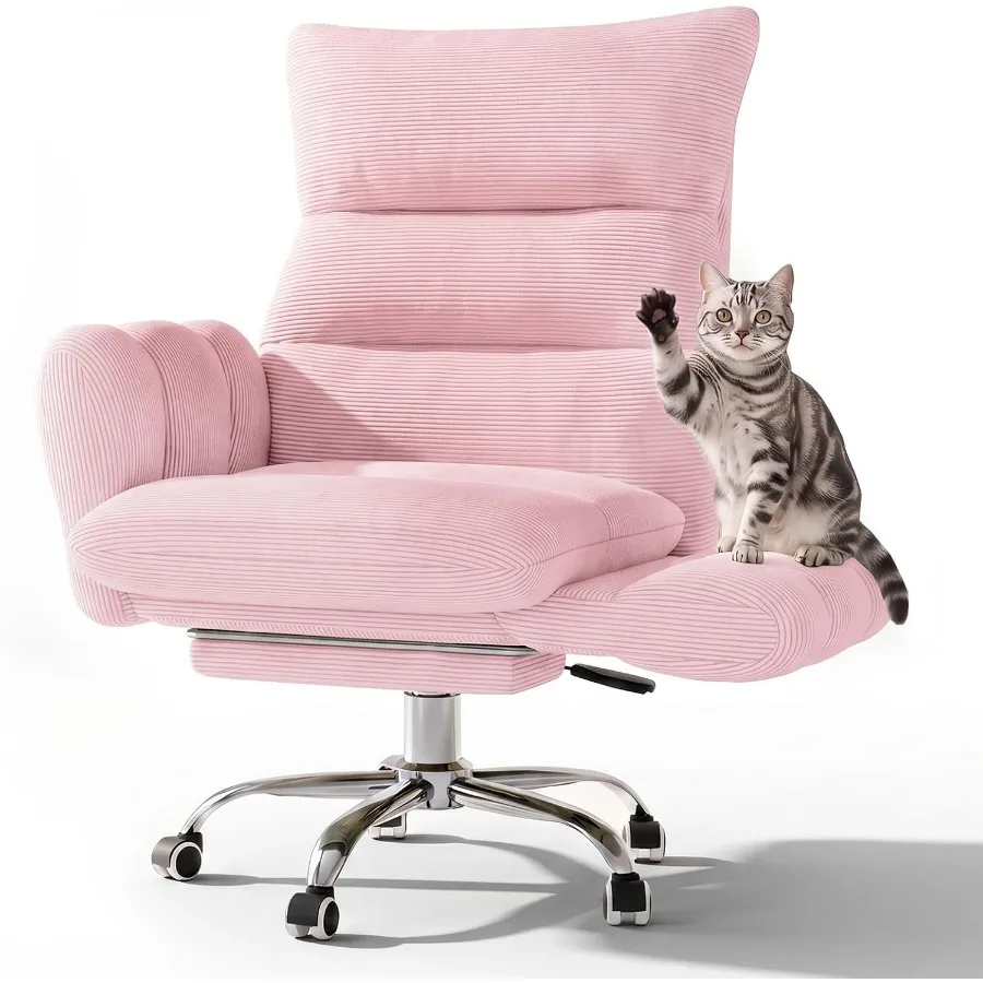 Cross Legged Office Chair, Cloud Desk Chair with Flip-Up Arm Rests, Feet Rest, Wide Seat, Comfy Executive Ergonomic Computer Ga