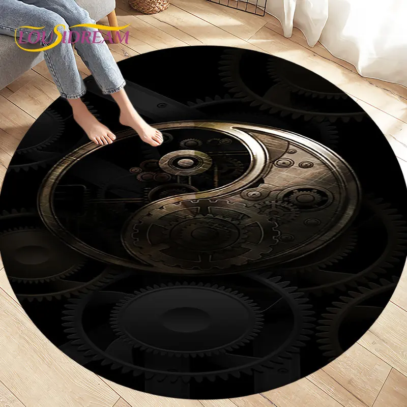 Tai Chi,Eight Diagrams,Yin Yang  Area Rug,Round Carpet Rug for Living Room Bedroom Decoration,Kid Play Game Non-slip Floor Mat