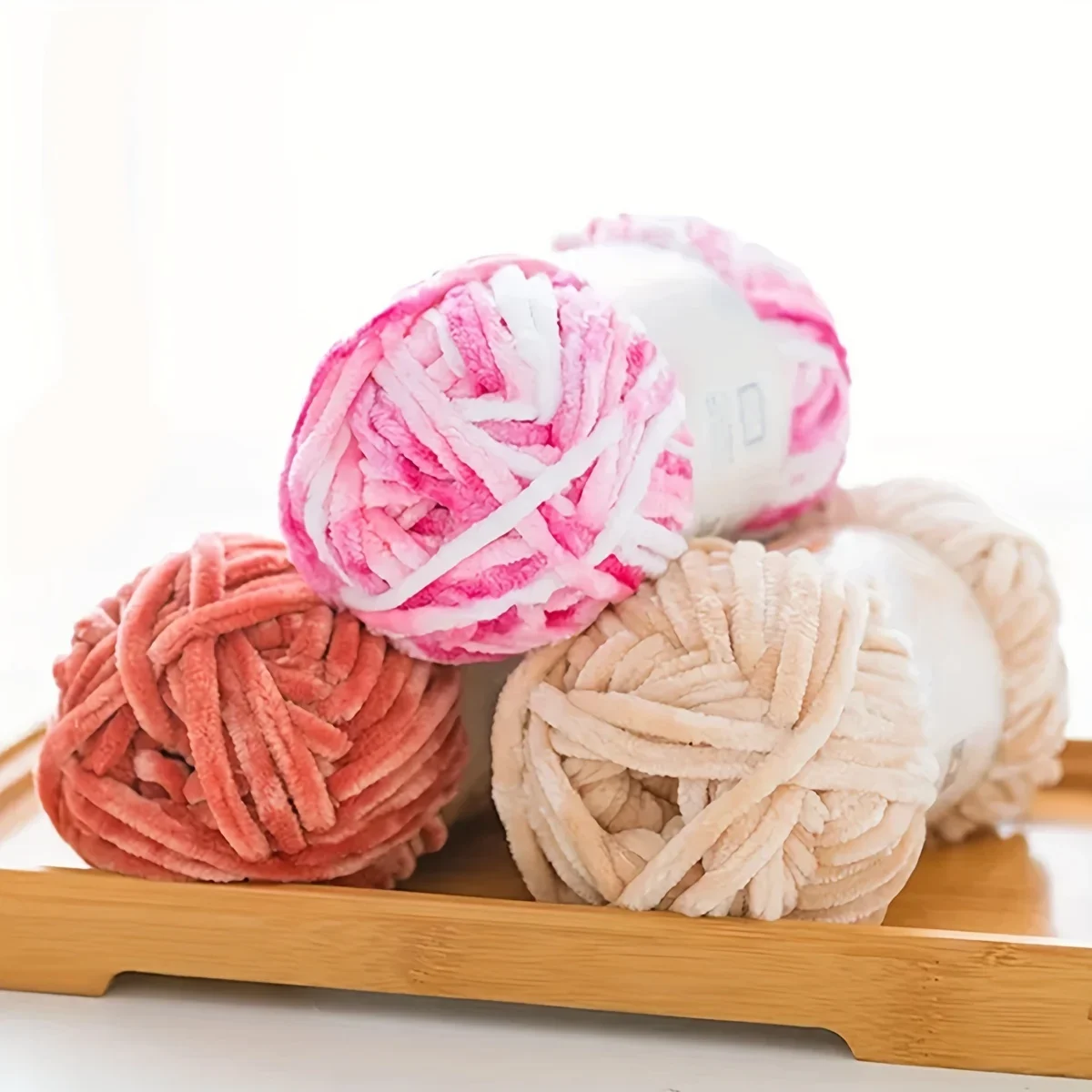 2pcs X100g Fleece Chenille Knitted Multi Color Handmade Yarn Balls Super Soft Velvet Yarn Chunky Blanket Yarn