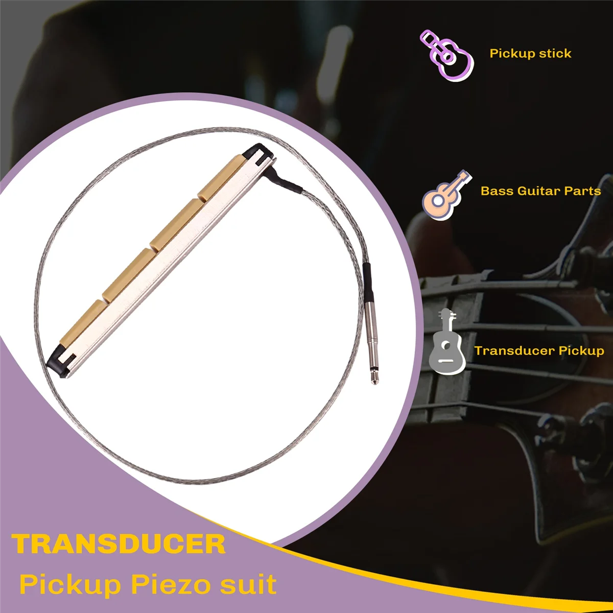 Звукосниматель преобразователя, пьезокостюм для 4-струнной акустической бас-гитары, богатый