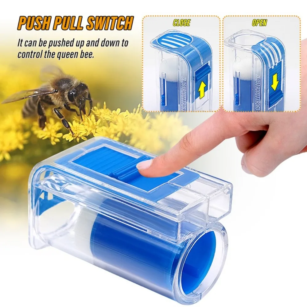 Durable Plastic Queen Bee Marking Catcher Handed with Plunger Plush Bee Marker Bottle Strong Bee Cage Garden Bee Tools