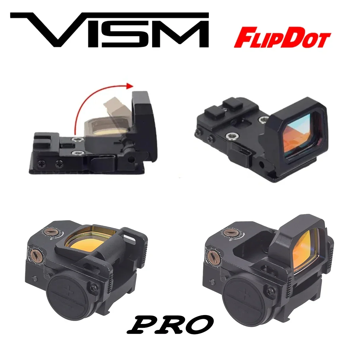 Tactical VISM PRO Flip Up Red Dot Sight Hot 20mm Rail Riflescope Collimator Sight RMR Scope With GLOCK Rear Sight Mount