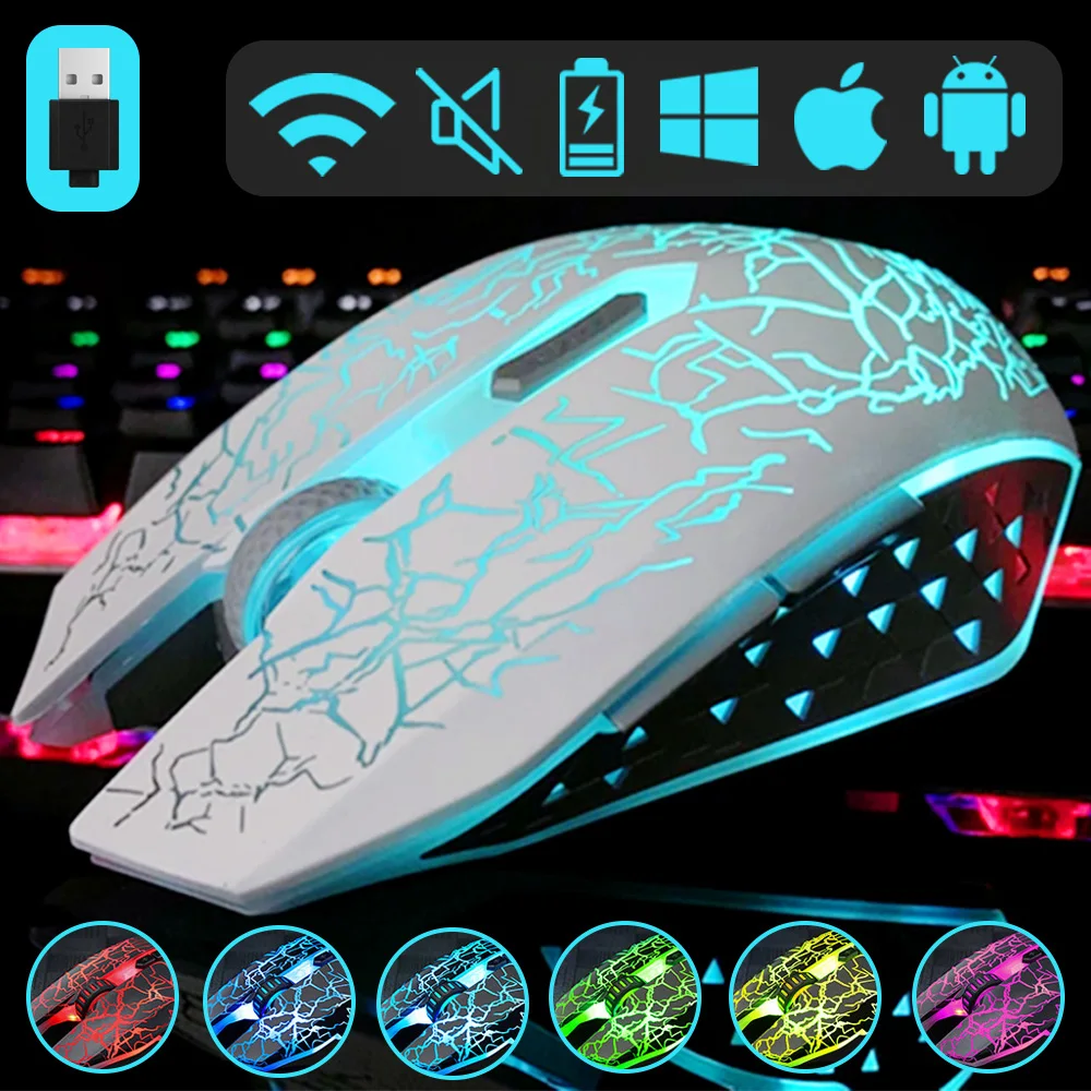 Ergonomic wireless Gaming Mouse 2.4G RGB Mute Mause 1600 dpi chargeable Mechanical Mouse for pc Laptop accessories mouse