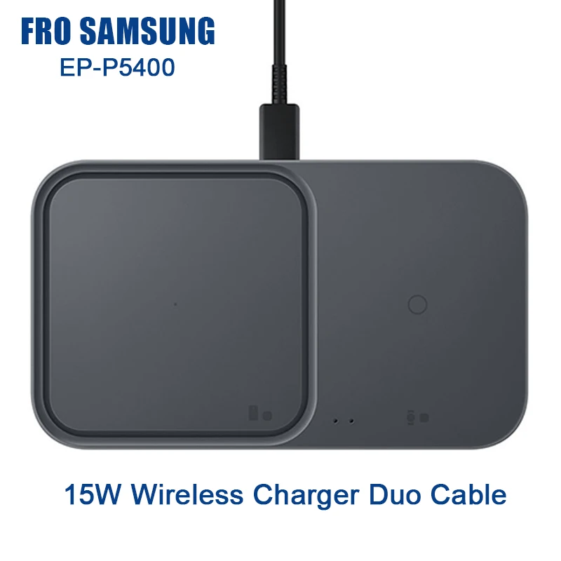 15W Wireless Charger Duo with Travel Adapter,For Samsung Galaxy S23/S21/S10/S9/S8/Note20+/Smart Watch3-7 Airpods3 Qi EP-P5400