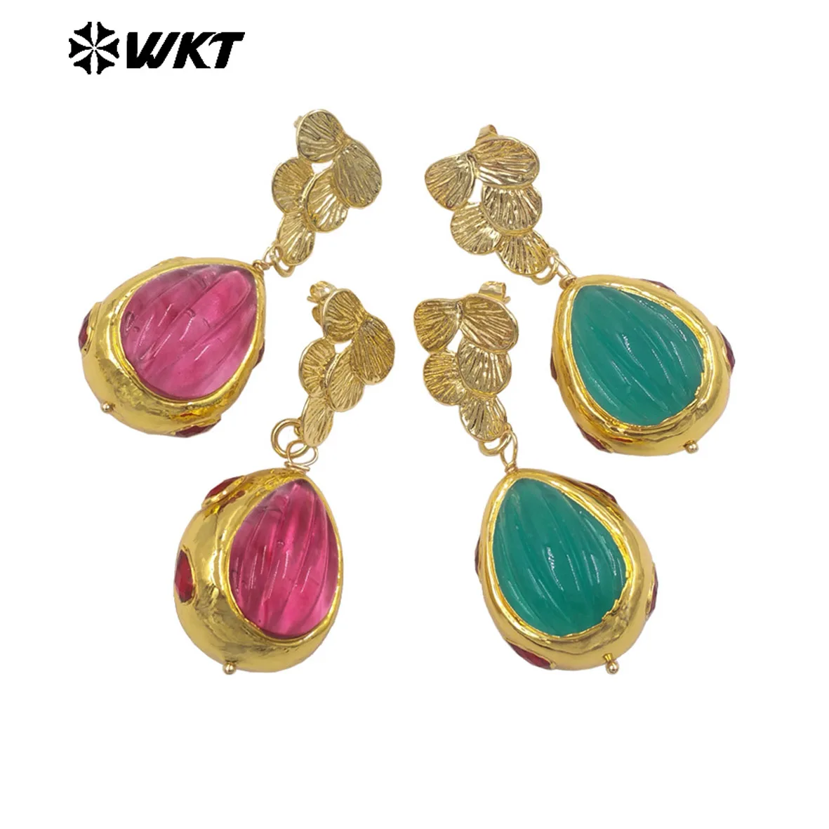 

WT-E805 Hot Selling High Quality Gemstone High-end Feel Earring With 18k Real Gold Plated For Women Anniversary Gifts