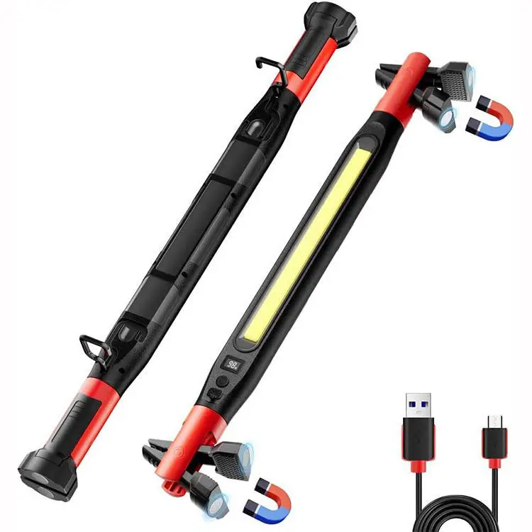 

High Lumen Rechargeable LED Work Light for Car Emergency Repair, Powerful Magnetic Flashlight with Hooks and Magnetic Base