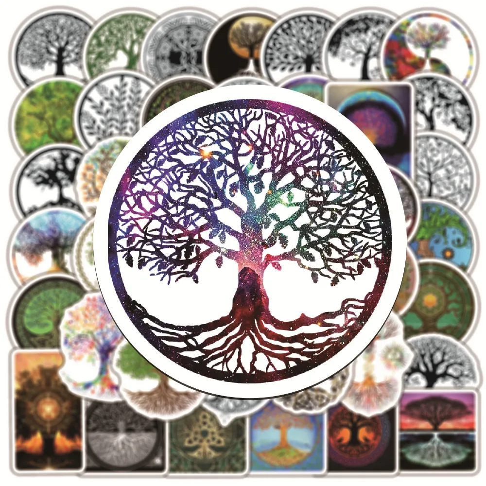 50pcs Viking Tree of Life Series Graffiti Stickers Suitable for Helmets Desktop Wall Decoration DIY Sticker Pack Wholesale