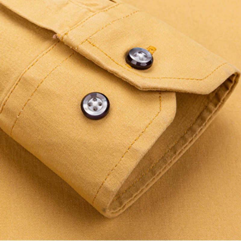 7XL 100% Cotton Men's Shirts Long Sleeves Solid Color Soft Regular Fit Men Shirt Long Sleeve Pocket Social  Male Clothes S-7XL