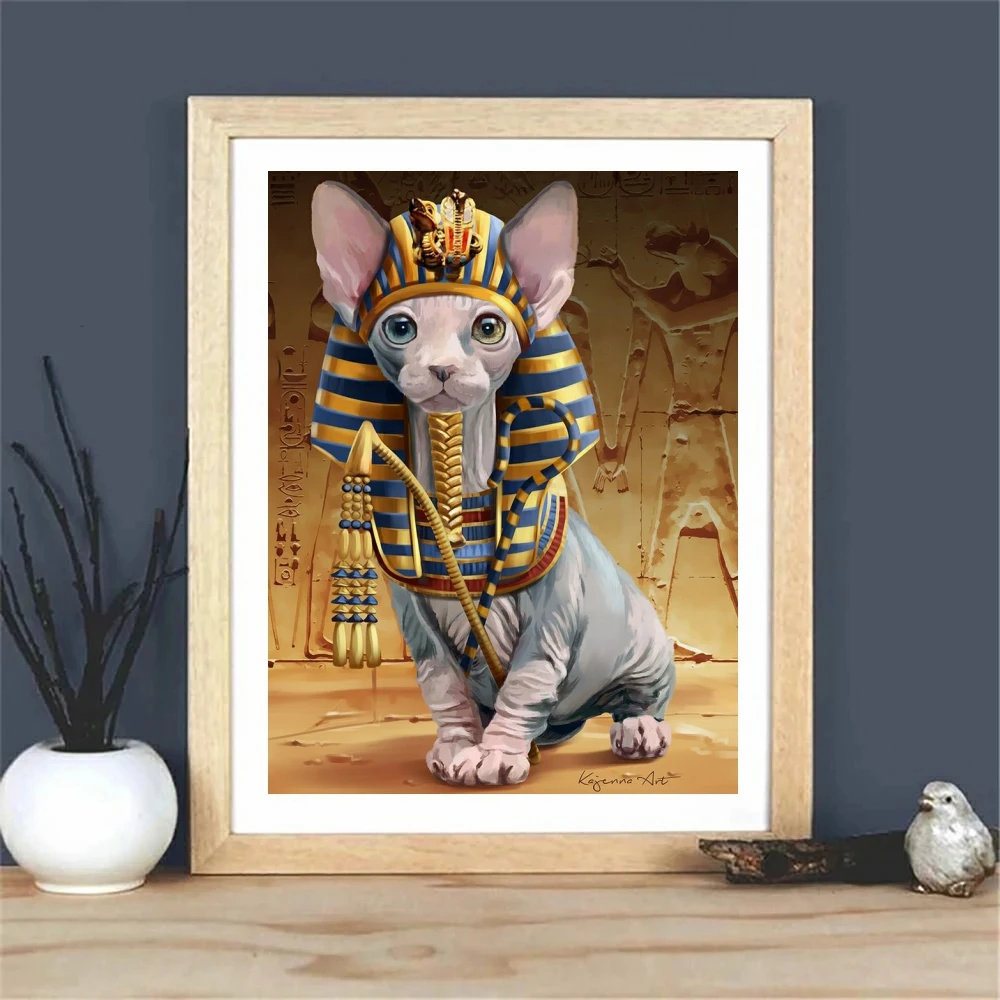 Sphinx Cat 5D DIY Diamond Painting Mosaic Egyptian God Animal Art Rhinestone Cross Stitch Handicrafts Craft Home Decor Gift