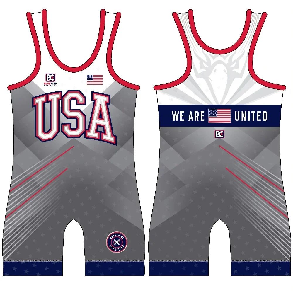 The USA Wrestling Singlets Suit Men\'s Coverall Training Freestyle Wrestling Skinsuit Boxing GYM One Piece Sleeveless Bodysuits