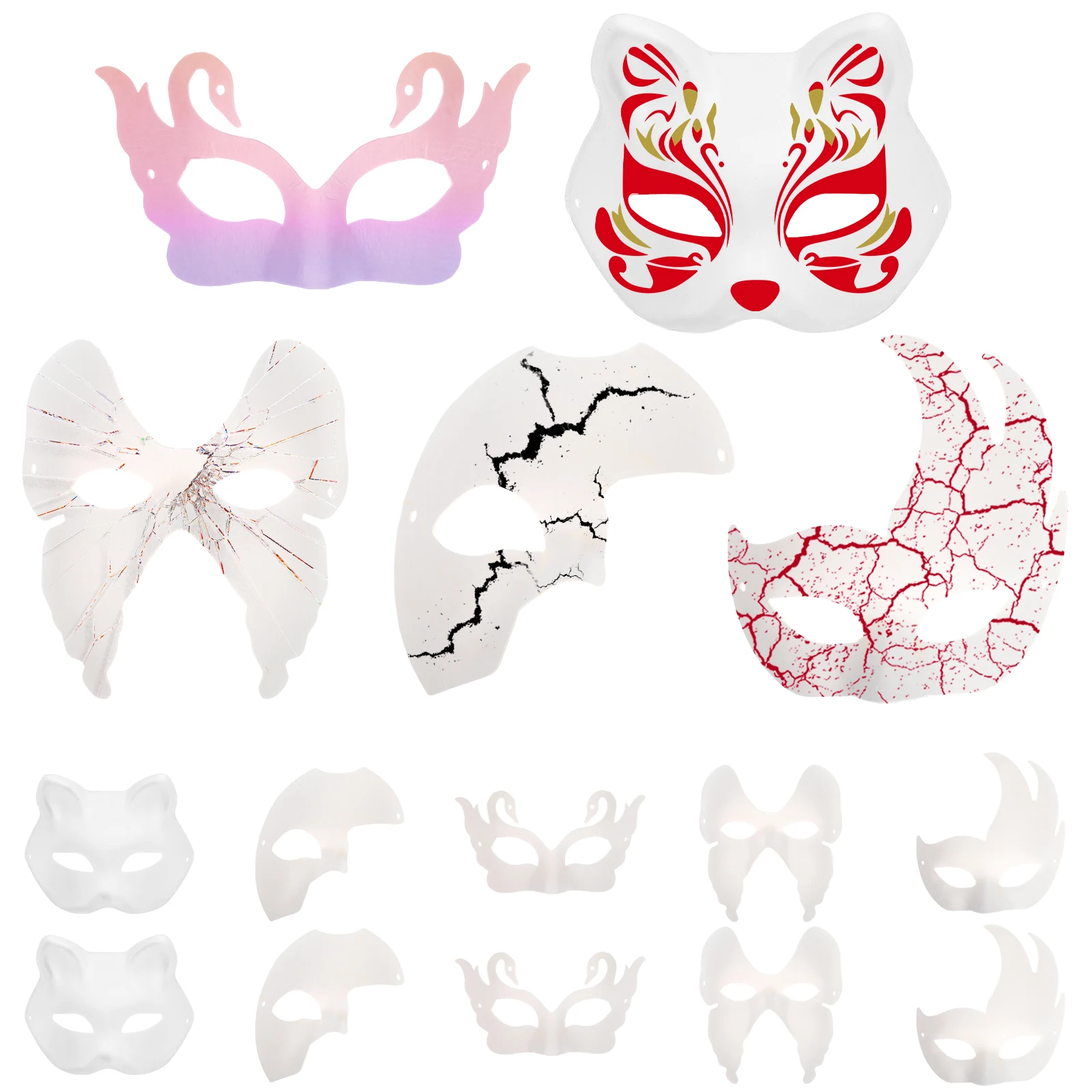 

15pcs Diy Paper Masks Paintable Blank Masquerade Carnival Masks Animal Shape Lightweight Reusable Costume Face Covers For