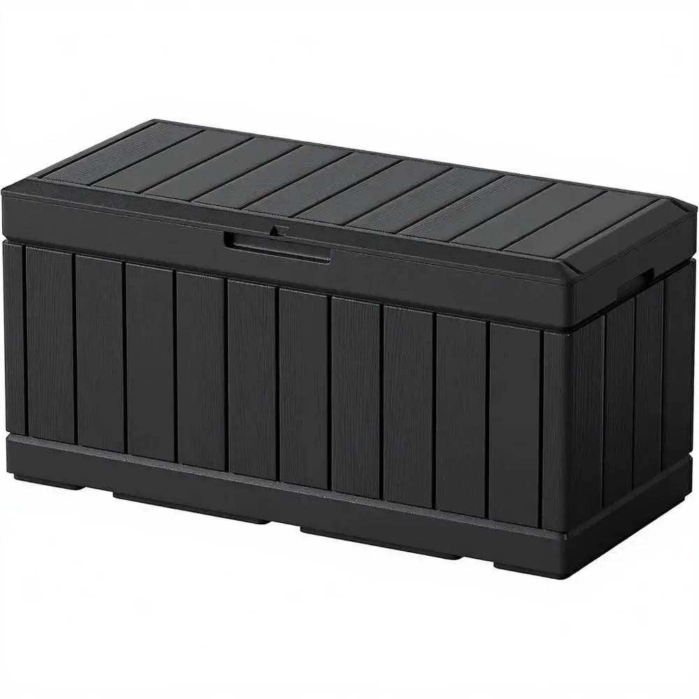 

82 Gallon Resin Deck Box, All Weather Outdoor Storage, Patio Furniture, Lockable, Black