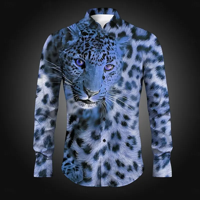 2024 men's shirt leopard 3D high-definition pattern shirt, new printed fashionable casual trend shirt plus size 6XL