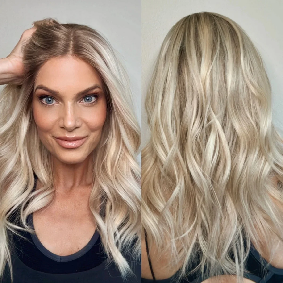 16 Inches Body Wave Bleached Knots Balayage Ombre Ash Blonde 13*4 HD Lace Front Wig Heat Resistant Glueless Wigs Synthetic Hair