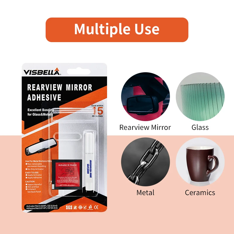 Car Rearview Mirror Adhesive Professional Strength Permanent Glue Auto DIY Repair Accessories Bonding For Glass & Metal